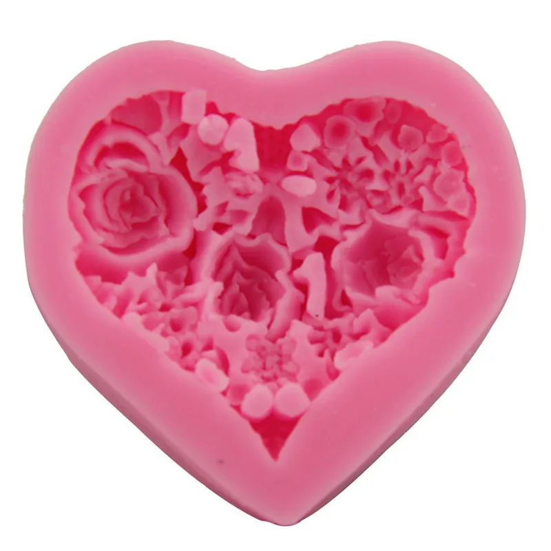 

Small Silicone Soap Mold Heart Flower Clay Rose Form Fondant Cake Chocolate Decorating Tool DIY for Making Mould Handmade Craft