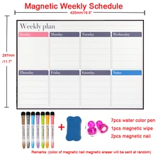 Pizarra magnética con calendario para niños, planificador diario, semanal, mensual, pizarra magnética, borrado en seco