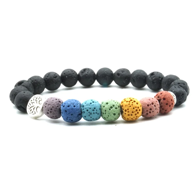 Tree of Life 8mm Colorful Seven Chakras Black Lava Stone Bracelet DIY Aromatherapy Essential Oil Diffuser Bracelet Yoga Jewelry Men’s Clothing 8d255f28538fbae46aeae7: A|B|C|D|E|F|Gold|matted black|multi|silver|turquoise|white turquoise