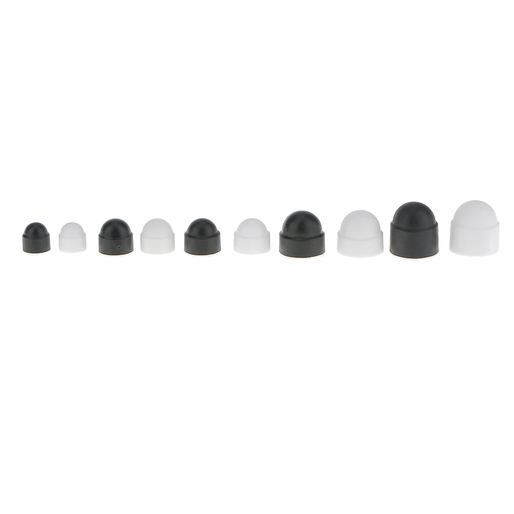 10 Pieces White Dome Nut / Bolt Cover Caps Nylon, M8 13x15mm