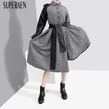 SuperAen, Европейская мода, повседневное женское платье, осень и зима, новинка, дикое женское платье, нестандартная Хлопковая женская одежда