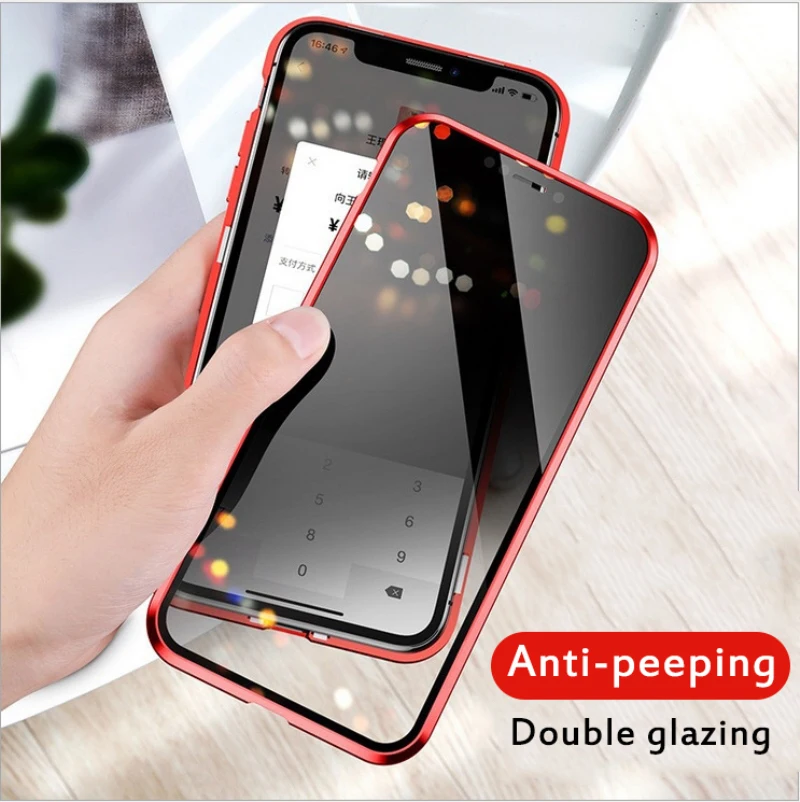 Anti Peep Magnetic Case For Apple IPhone 11 Pro Max Privacy 360 9H Tempered Glass Cover 5