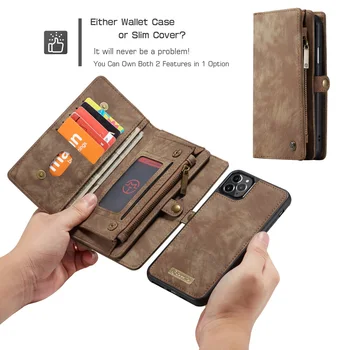 

For Apple iPhone 11 Pro Max Retro Genuine Leather Magnetic Removeable Wallet Case For iPhone 6 6s 7 8 Plus XS Max X XR Phone Bag