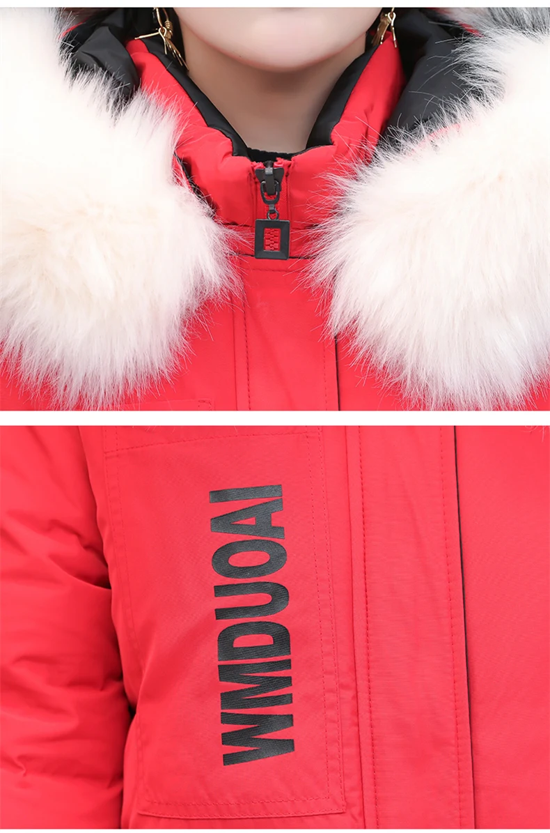 Плюс размер 5XL Женская зимняя куртка с капюшоном с меховым воротником Роза вышивка более размер свободные женские зимние пальто длинные парки пуховик