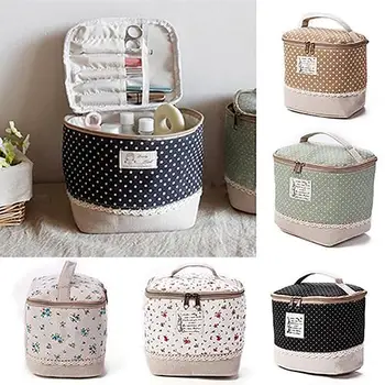 

Travel Dot Floral Cosmetic Makeup Bag Toiletry Organizer Lunchbox Storage Case