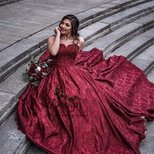 Винтажное красное платье на тонких бретельках со шнуровкой в стиле ампир, пышные платья со шлейфом, бальное платье, vestido de 15, vestido de 15 anos