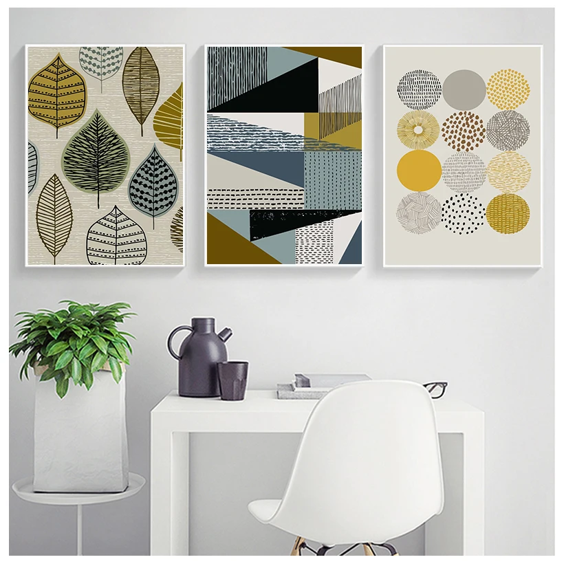Wall Art Canvas Print Color Block Geometric Abstract Poster Painting  Decorative Picture Nordic Style Living Room Decor