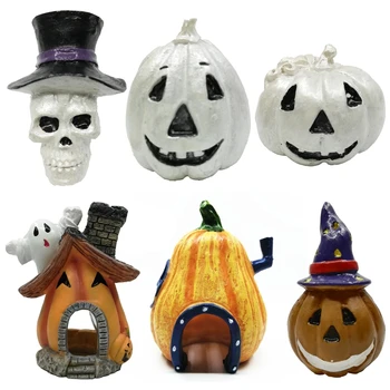 

6Pcs Simulate Pumpkin Shelter House Articraft Aquarium Ornament Fish Tank Non-Toxic Resin Landscaping Furnishing Decor