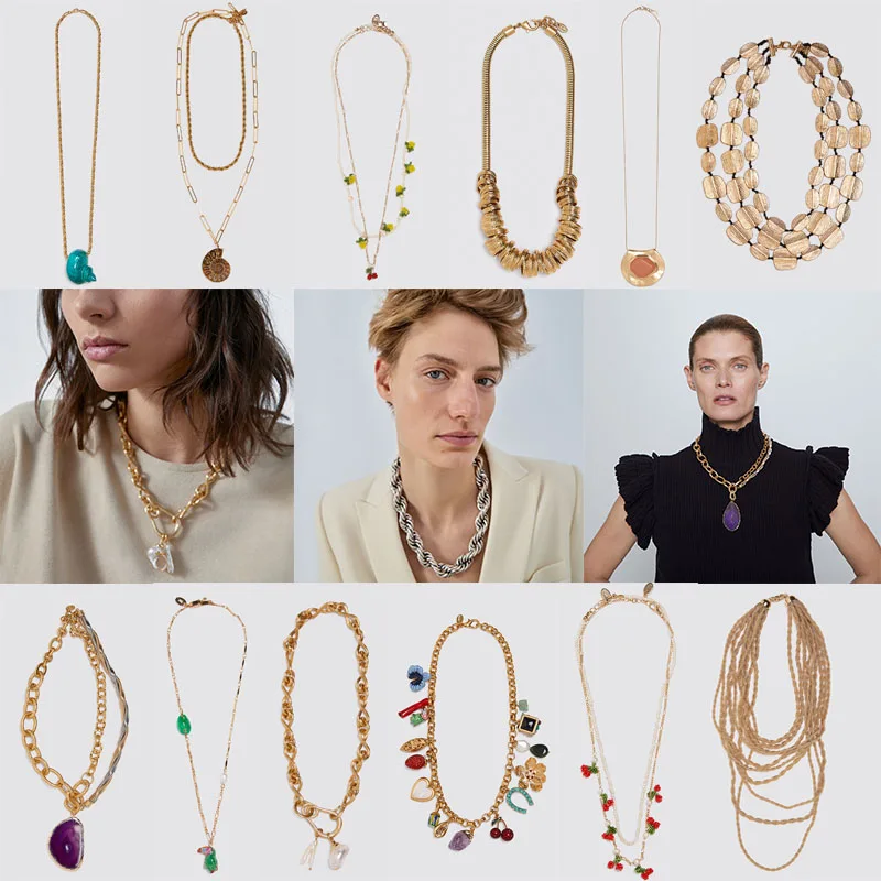 

2020 Newly Bohemain Natural Stone Snail Shell Pendant Neckalce Women Summer Jewelry Vintage Multi Layer Gold Necklace Chic Gifts