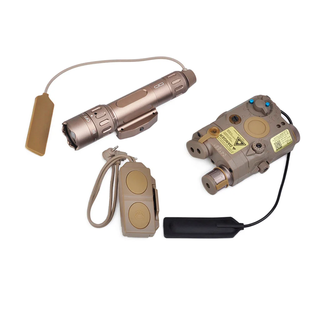 WADSN оружие Страйкбол свет WMX200 светодиодный фонарик и LA-5/An PEQ-15 Красный ИК лазер и двойной пульт дистанционного управления переключатель Тактический комплект - Цвет: Sand