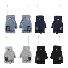 5V Heating Half Finger Gloves Durable Knitting Wool Elastic Comfortable Double-sided Heating USB Recharge Electric Gloves