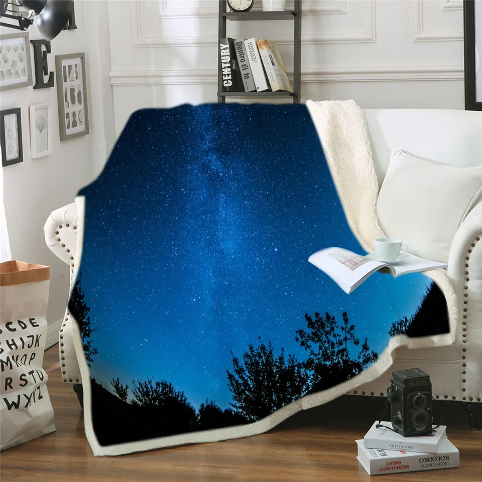 

Galaxy Blanket Thickening Velvet Plush Plush Sherpa Throw Blanket Family Blanket For Kids Throw Blanket In Cap Warm
