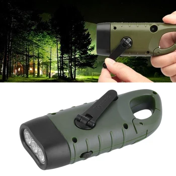 

Hand Held Crank Dynamo Solar Power Rechargeable LED Flashlight 3-LED SL