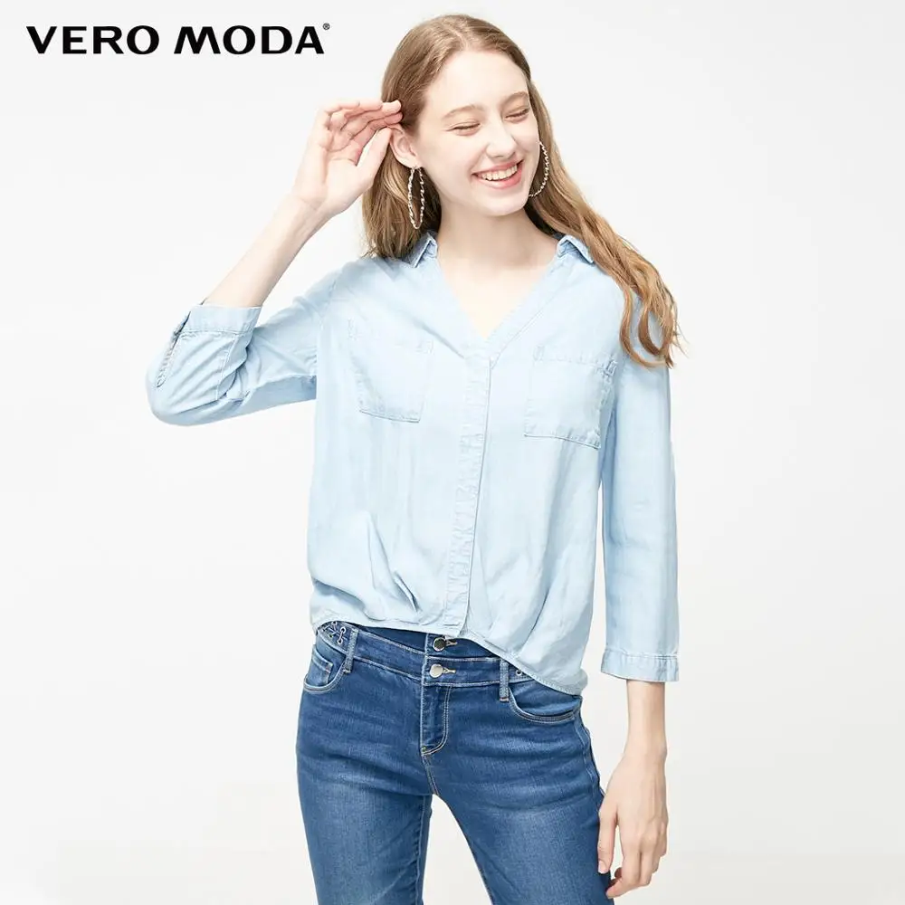  Vero Moda Women's OL Style Loose Fit Denim Blouse Shirt  319153505