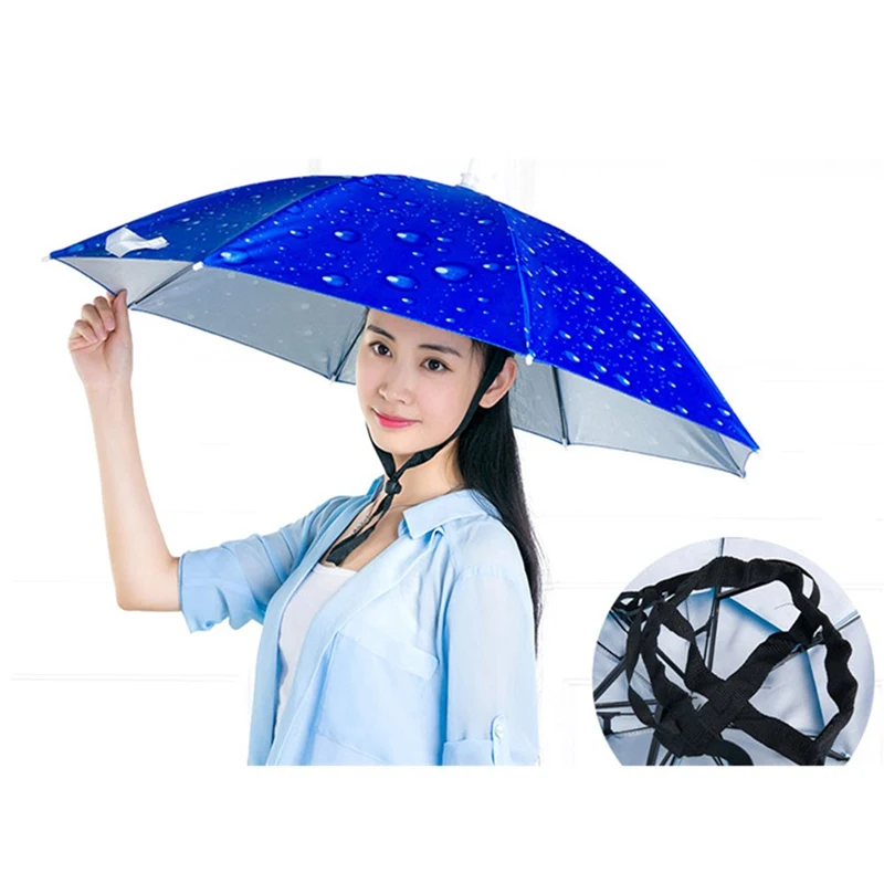 

77CM Foldable Fishing Hat Cap Headwear Rain Umbrella for Womens Hiking Beach Camping Cap Outdoor Sports Umbrellas Cap