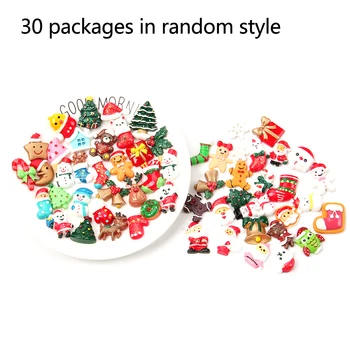 

30pcs Cartoon Resin Phone Case Decoration Cameo Random Styles Jewelry Accessory Slime Beads DIY Charms Christmas Series Craft
