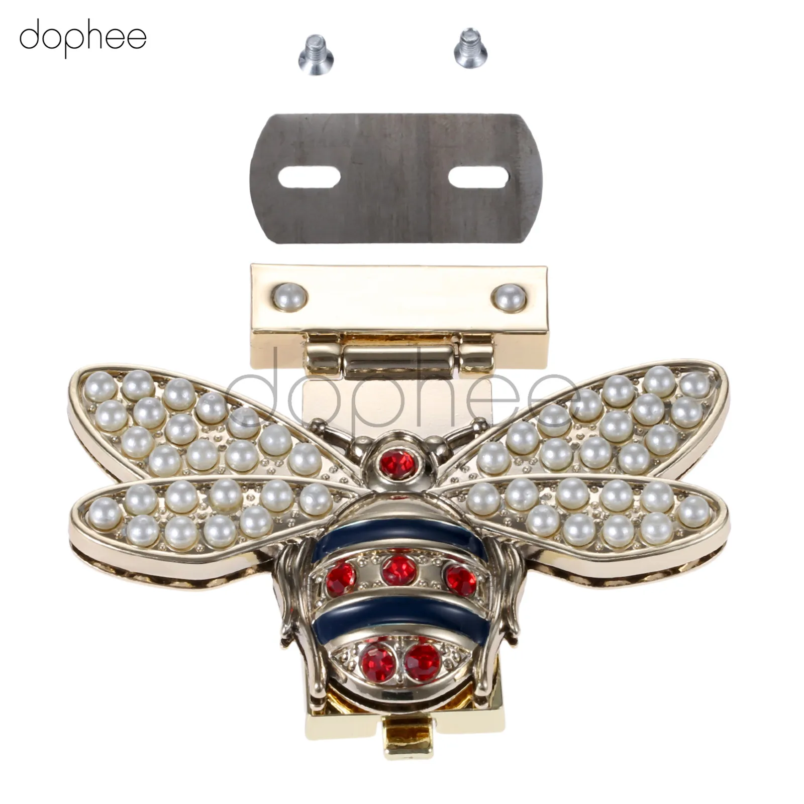 Dophee 1 комплект DIY Женская пчела металлическая застежка Поворотный замок для сумки сумка аксессуары сумка кошелек подарочный металлический замок - Цвет: Light Gold