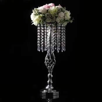 

Modern Candlestick Wedding Props Crystal Bead Curtain Rotating Candlestick Flower Bracket Vase Candle Stand Christmas Gift