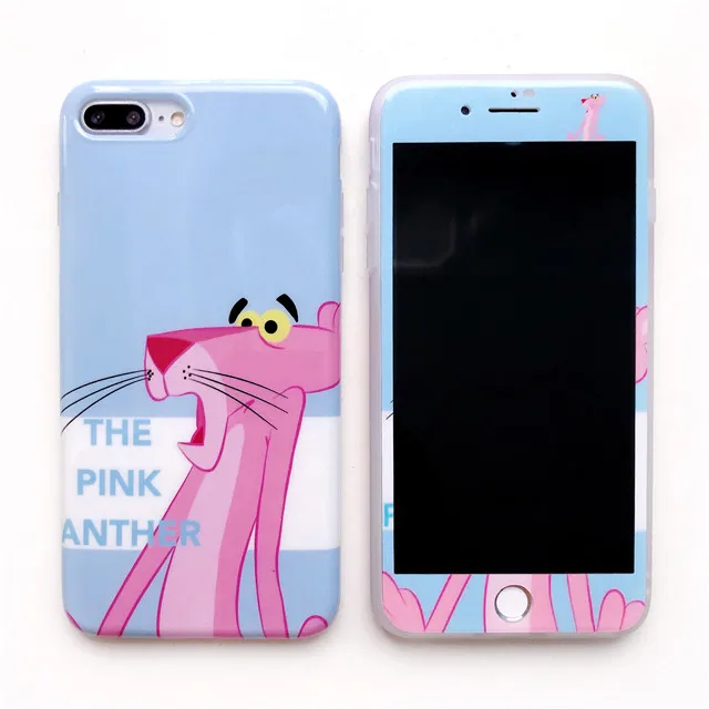 Закаленное стекло для iPhone 7 8 Plus протектор экрана+ чехол для телефона Монстры Розовая пантера Ститч Дораэмон Тоторо шаблон - Цвет: 49