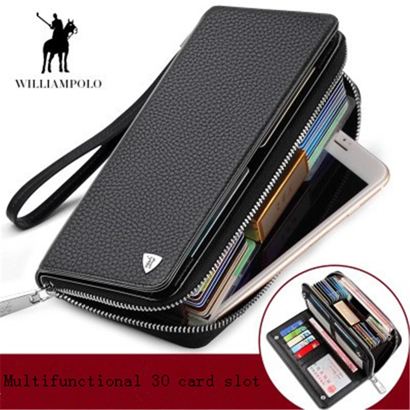 Williampolo 男性の財布盗難防止ブラシ革カードバッグメンズ 30 カード大容量財布携帯電話タバコクラッチ Aliexpress Luggage Bags