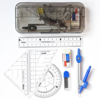 

7 Pcs/Set Learn Eraser Protractor Stationary Set Pencil lead Ruler Compasses Office Stationery Set