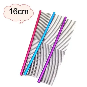 

16cm Pet Dog Comb Multi-Colored Stripe Grooming Comb For Shaggy Cat Dogs Barber Grooming Tool Salon Pet Comb Professional Steel