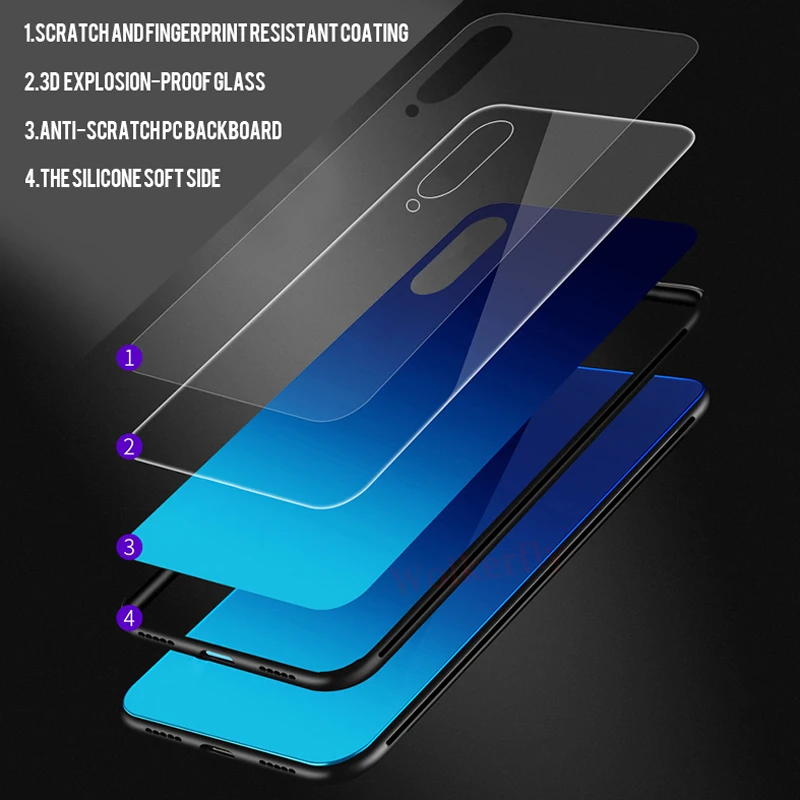 Чехол из мраморного стекла для Xiao mi Red mi Note 7 Pro mi 9 SE A1 A2 mi 8 Lite 5X 6X Red mi 7 Note 7 5 6 Pro 6A 5 Plus градиентная крышка