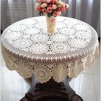 Handmade Crochet Tablecloth Nice Hand Crochet Dinner Round Table Cloth 100% Cotton Many Size Available 2
