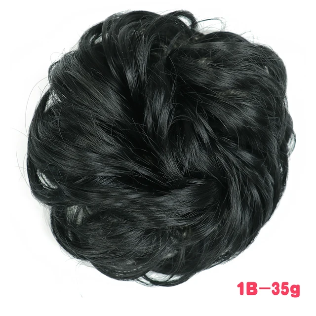 MERISIHAIR Synthetic Girls Curly Scrunchie Chignon With Rubber Band Brown Gray Hair Ring Wrap On Messy Bun Ponytails 35g-1