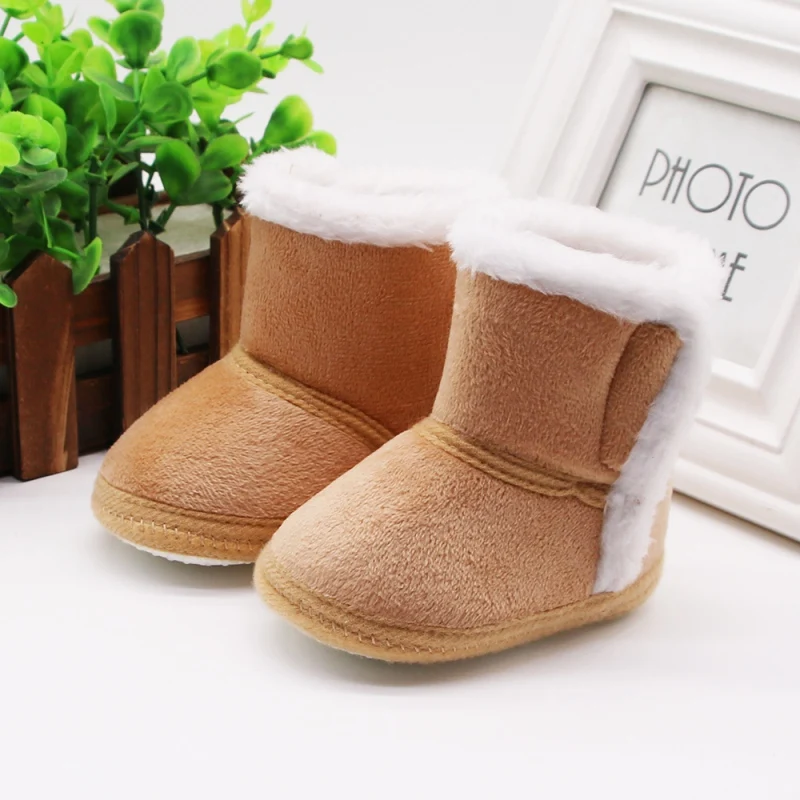 Зимняя обувь для маленьких мальчиков и девочек; Теплая Обувь для новорожденных; ботинки из искусственного меха для маленьких девочек; кожаные ботинки для маленьких мальчиков