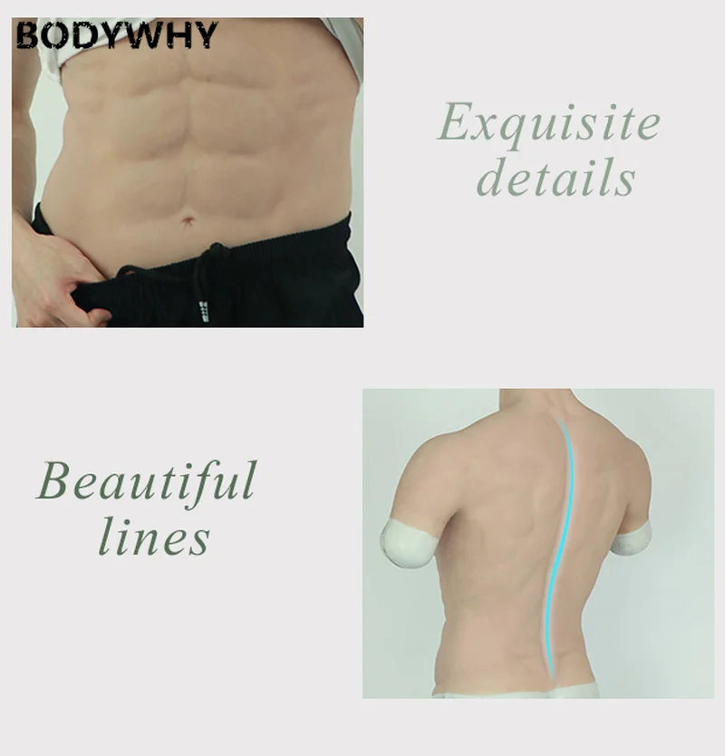 New Silicone Muscle Suit Macho Fake Chest Muscle Artificial Realistic Cosplay Latex Shapewear Men Bodysuit