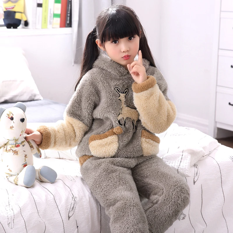 StyleQ H5648 пижамы для девочек; сезон осень-зима; фланелевая Домашняя одежда из кораллового флиса для девочек-подростков; Мягкая Милая Пижама с капюшоном - Цвет: StyleQ