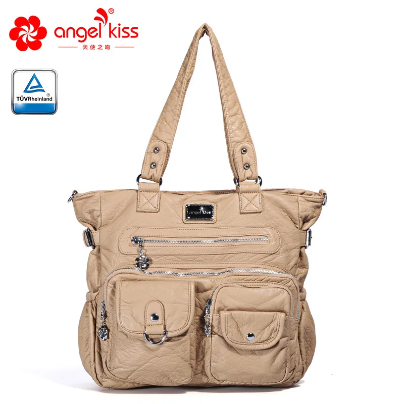 Angel Kiss, женские Сумки из искусственной кожи, модные, повседневные, стильные, на плечо, диагональные, высокое качество, сумка на плечо для дам - Цвет: beige