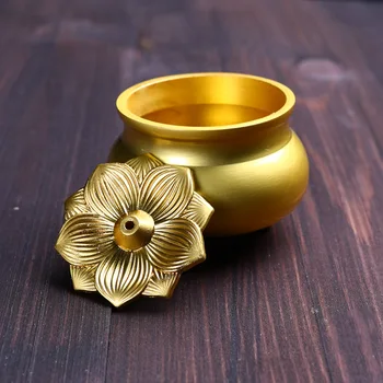

Mini Incense Burner Pure Copper Household Decorative Living Room Lotus Flowers Shape Handmade Smell Removing Aromatherapy Oven