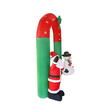 

8 Foot Tall Lighted Christmas Inflatable Santa and Snowman Archway with Bow LED 634E