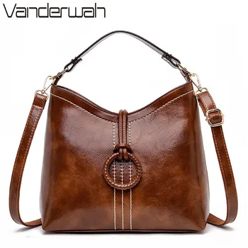 

Fashion Bucket Shoulder Bags for Women 2019 retro Leather Handbags Vintage Designer Lady Tote Bag For Women Messenger Bag Bolsas