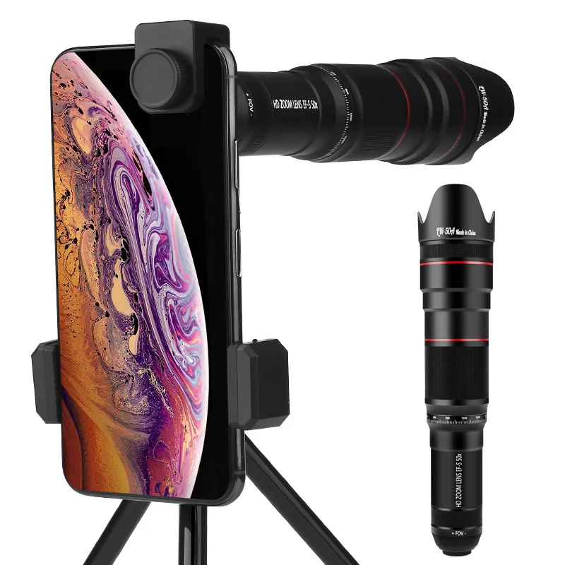 

NEW HD 4K 50X Telescope Zoom lens Monocular Mobile Phone camera Lens for iPhone Samsung Smartphones for Camping hunting Sports