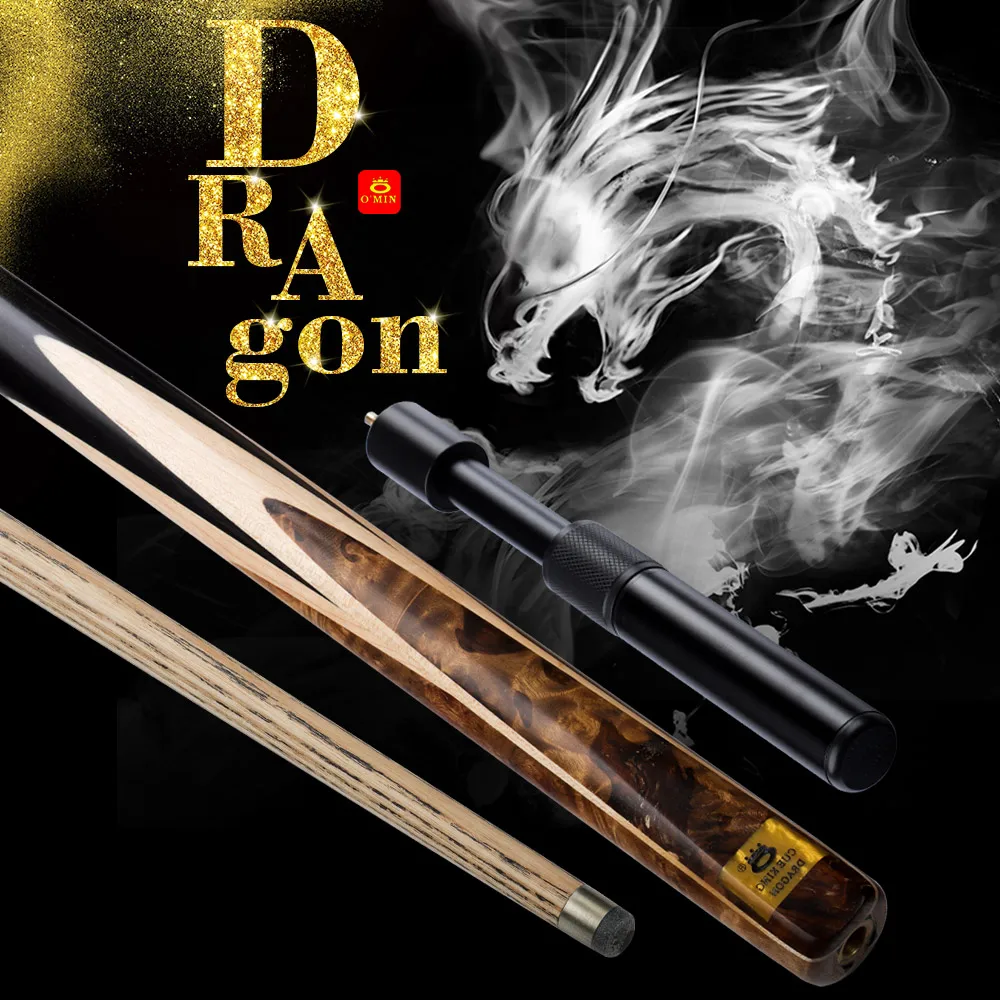 

NEW O'MIN DRAGON Snooker Cue10mm Tip North American Ash shaft Stick with Case with Telescopic extension Billiards Kit Black 8