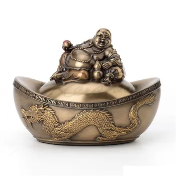 

Chinese Style Creative Buddha Statue Maitreya Jewel Box Art Sculpture Resin Crafts Decorations For Home Birthday Gift R3220