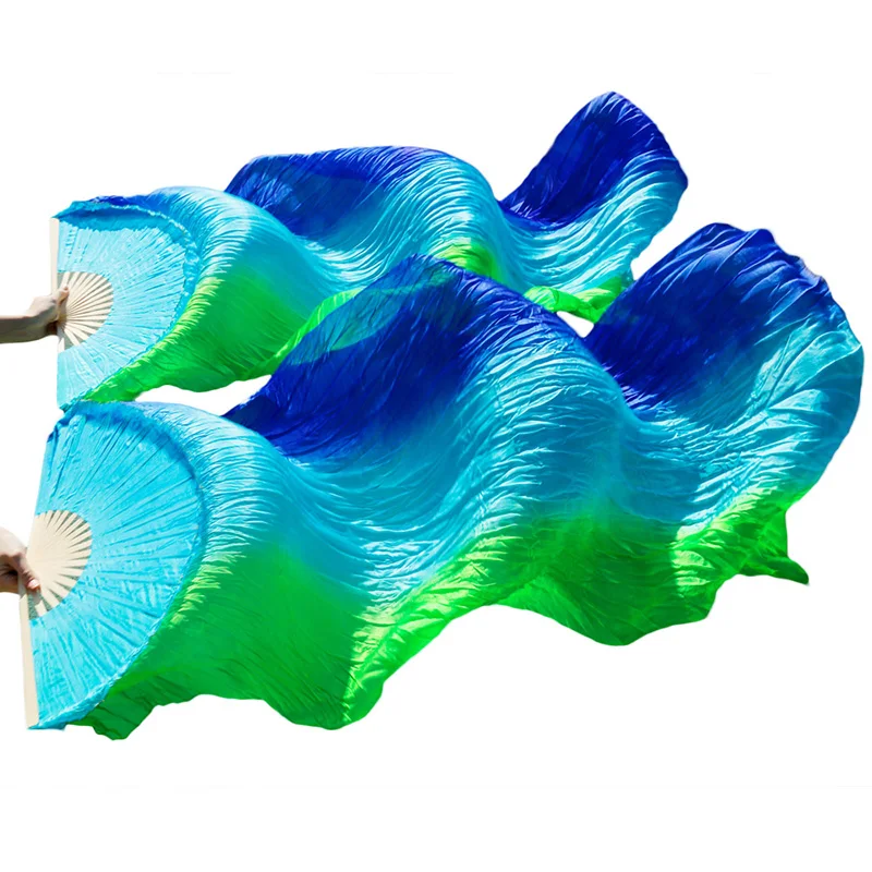 

100% Real Silk/Imitation Silk Belly Dance Fan Belly Dance Veil Handmade Dyed Silk Dance Fan 1 Pair High Quality Silk Fans Veils