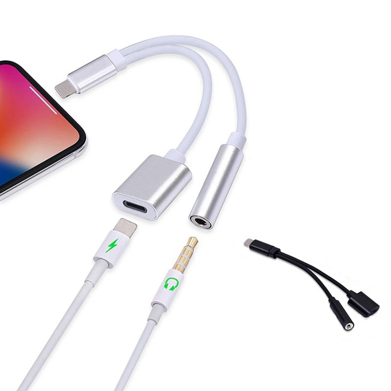 2 в 1 зарядное устройство для наушников разветвитель адаптер для Apple IPhone X 10 7 8 9 Plus 3,5 мм Зарядка для наушников 3,5 разъем Aux кабель конвертер