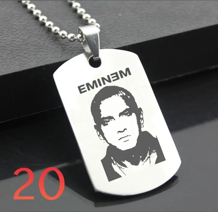 Розовый Eminem XH01 классический брелок из нержавеющей стали модные гравировальные бирки стальная подвеска-открытка для ожерелья - Цвет: Розовый