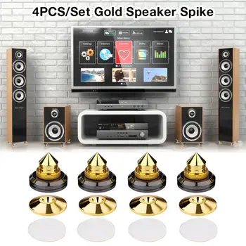 

4PCS/Set Speakers Stand Foot Golden Spikes Speaker Pad Gold Spikes Pure Gold Loudspeaker Box Nails Cone Floor Foot Nail