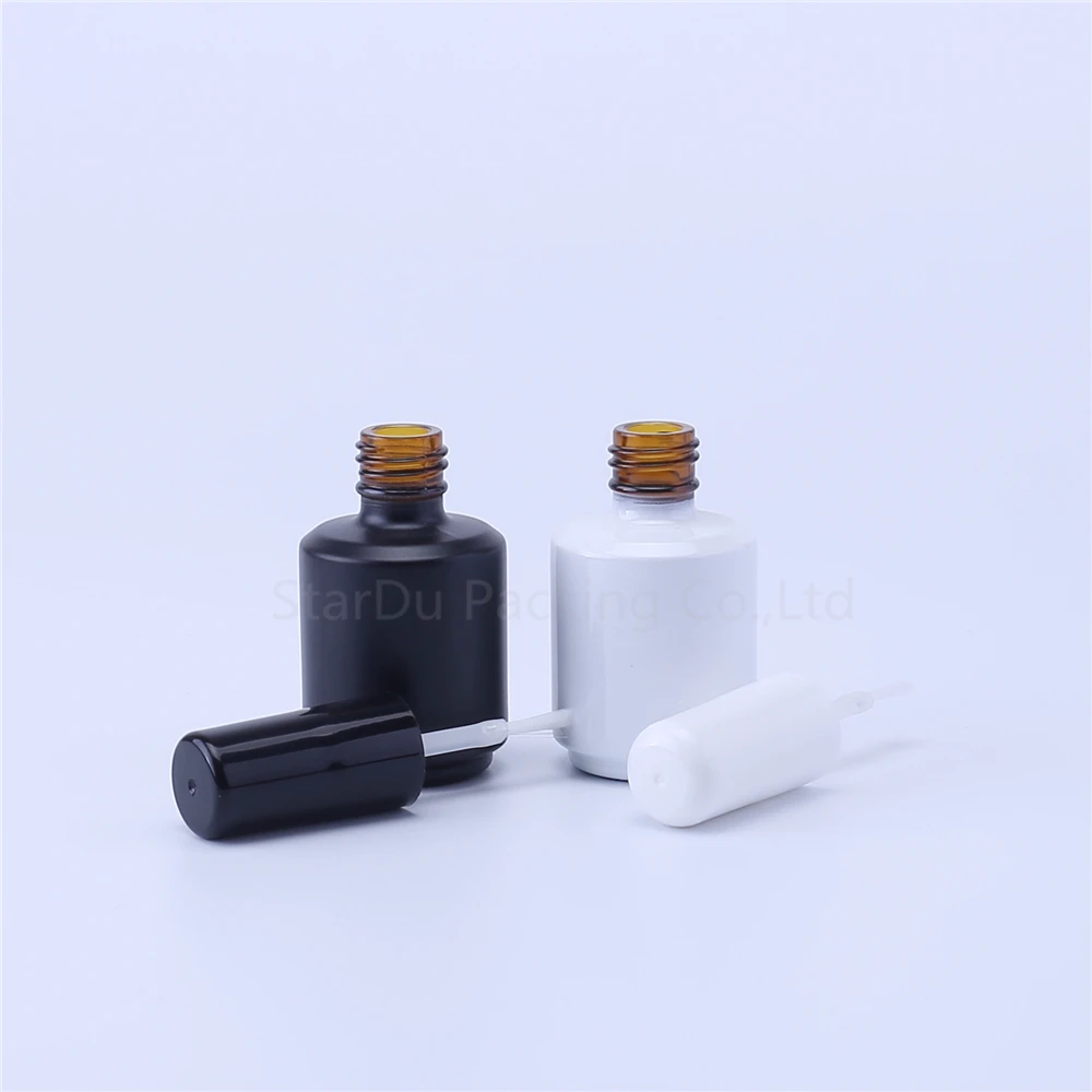 480pcs/lot 15ml Empty Black Nail Polish Bottle&Small Brush Nail Art Container Glass Nail Oil Bottles