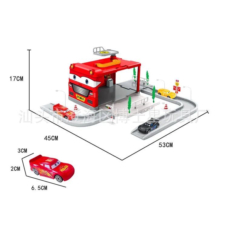 

Car Parking Lot Toy Model Storage Box Sliding Small Car General Mobilization Scene Furnishings Roadblocks Suitcase