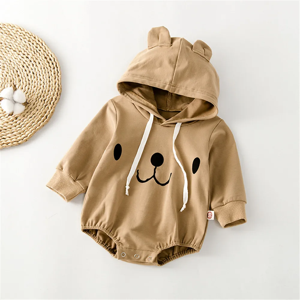 Cotton Cartoon Bear Infant Jumpsuit Hooded Long Sleeve Baby Outfit Baby Boys Clothing Newborn Clothes Girl Toddler Bodysuits carters baby bodysuits	