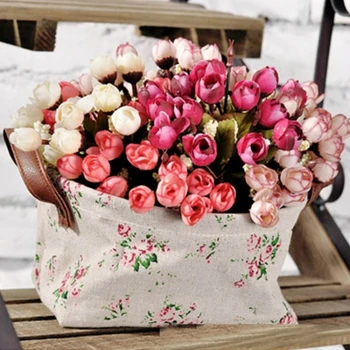 

Silk Holding Flowers for Wedding Party Decor Fake Flower 15 Heads Artificial Rose Bouquet Home Decoration TM382