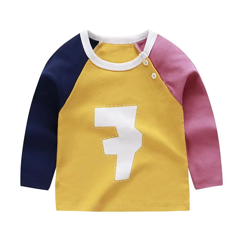 Новые осенние Одежда для детей; малышей; девочек и мальчиков топы с длинными рукавами Хлопковое платье с круглым вырезом, футболка-блузка; одежда для малышей - Цвет: P16