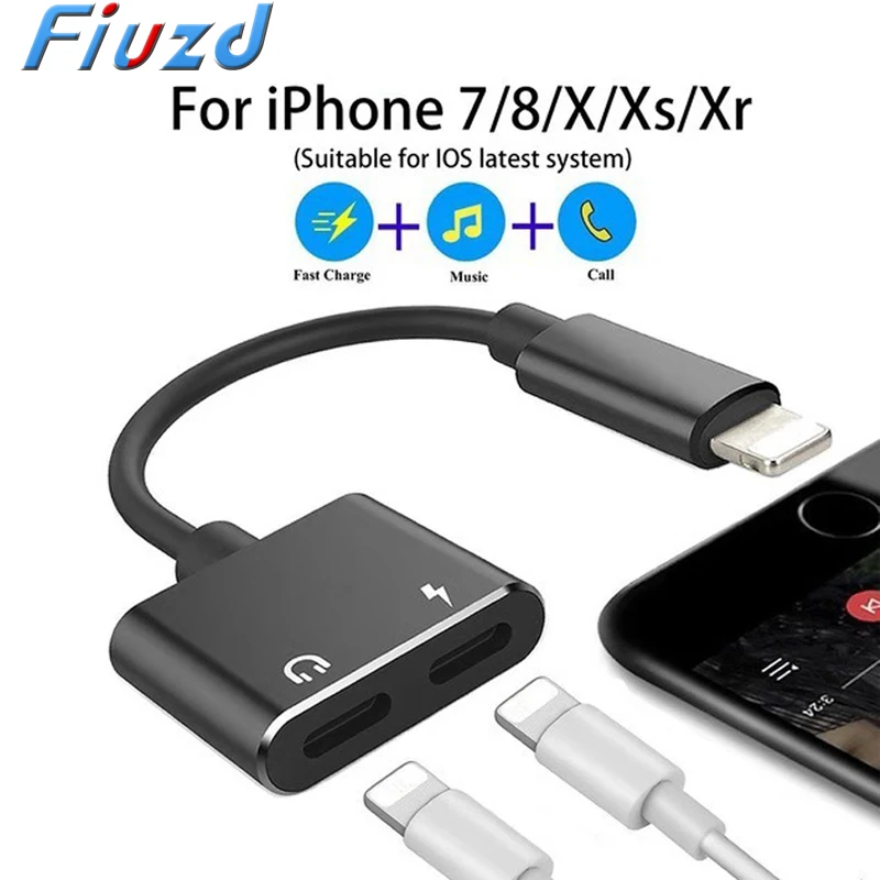 Купить Двойной аудио адаптер для наушников Lightning Jack Aux iPhone 11 Pro Max 7 8 X XR сплиттер конвертер | Переходники и адаптеры (4000656928896)