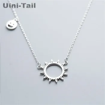

Uini-Tail hot sale new 925 sterling silver sun smile necklace simple temperament fashion sweet hollow high quality girl jewelry